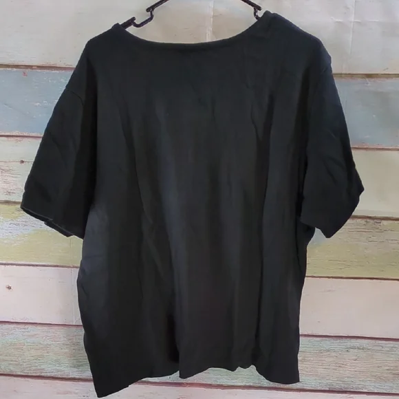 The Quacker Factory Black Cotton T-Shirt with Green Rhinestone Shamrock - Picture 5 of 5